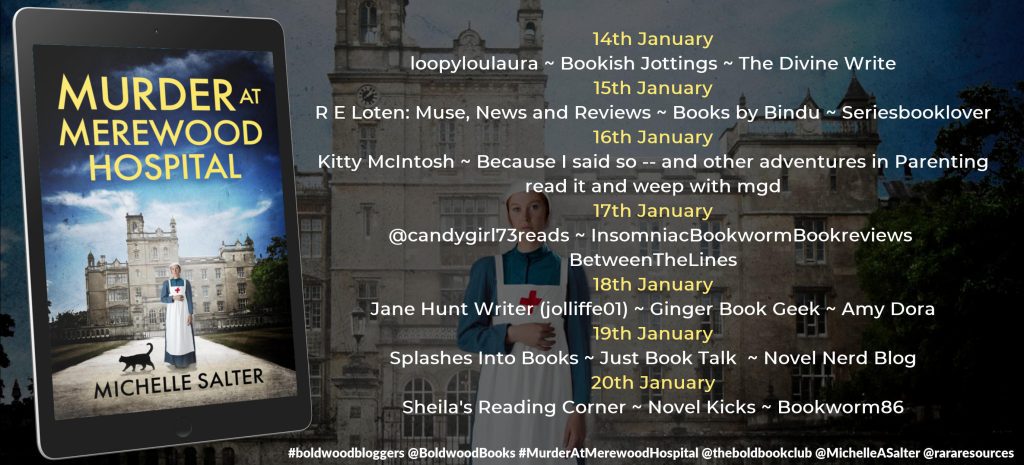 Murder at Merewood Hospital blog tour banner